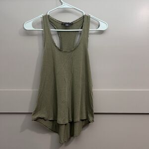 Armani‎ Exchange Racerback Tank Top Women XS Raw Hem Scoop Neck Green Neutral